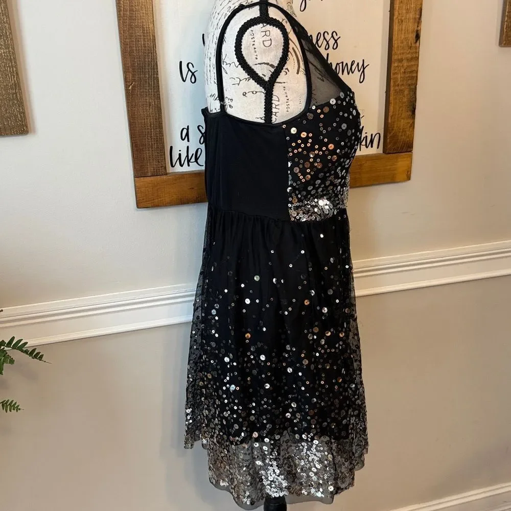 Emerald Sundae Black and Silver Sequin Mini Dress